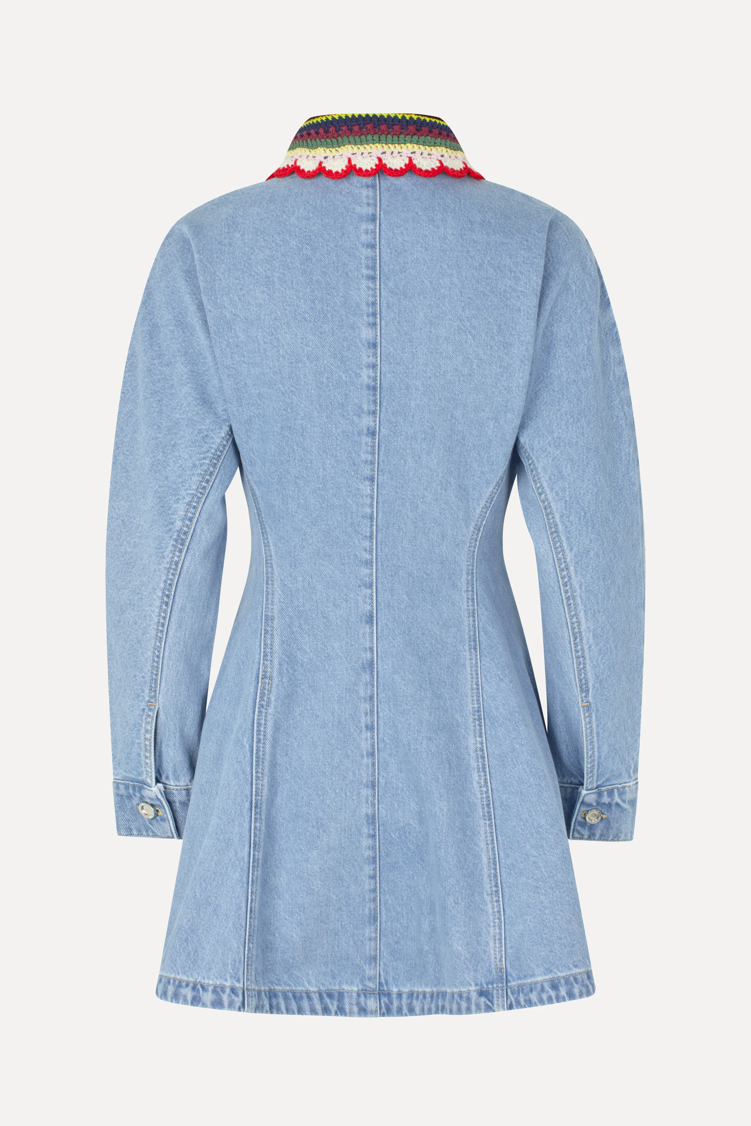 Collared Coat Mini Dress - Denim Blue - Image 4