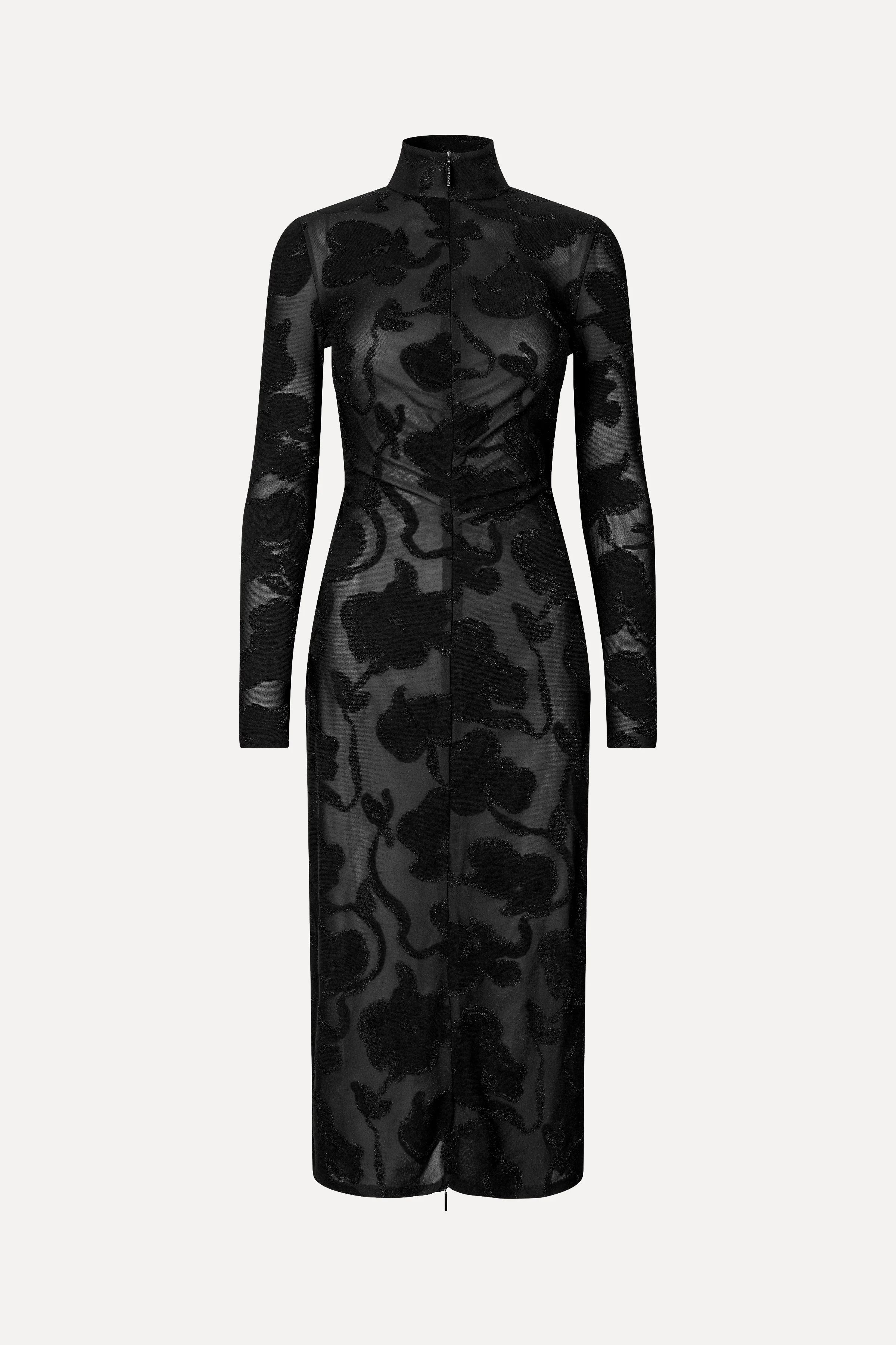 Long Sleeve Zip Dress - Black Petunias - Image 3