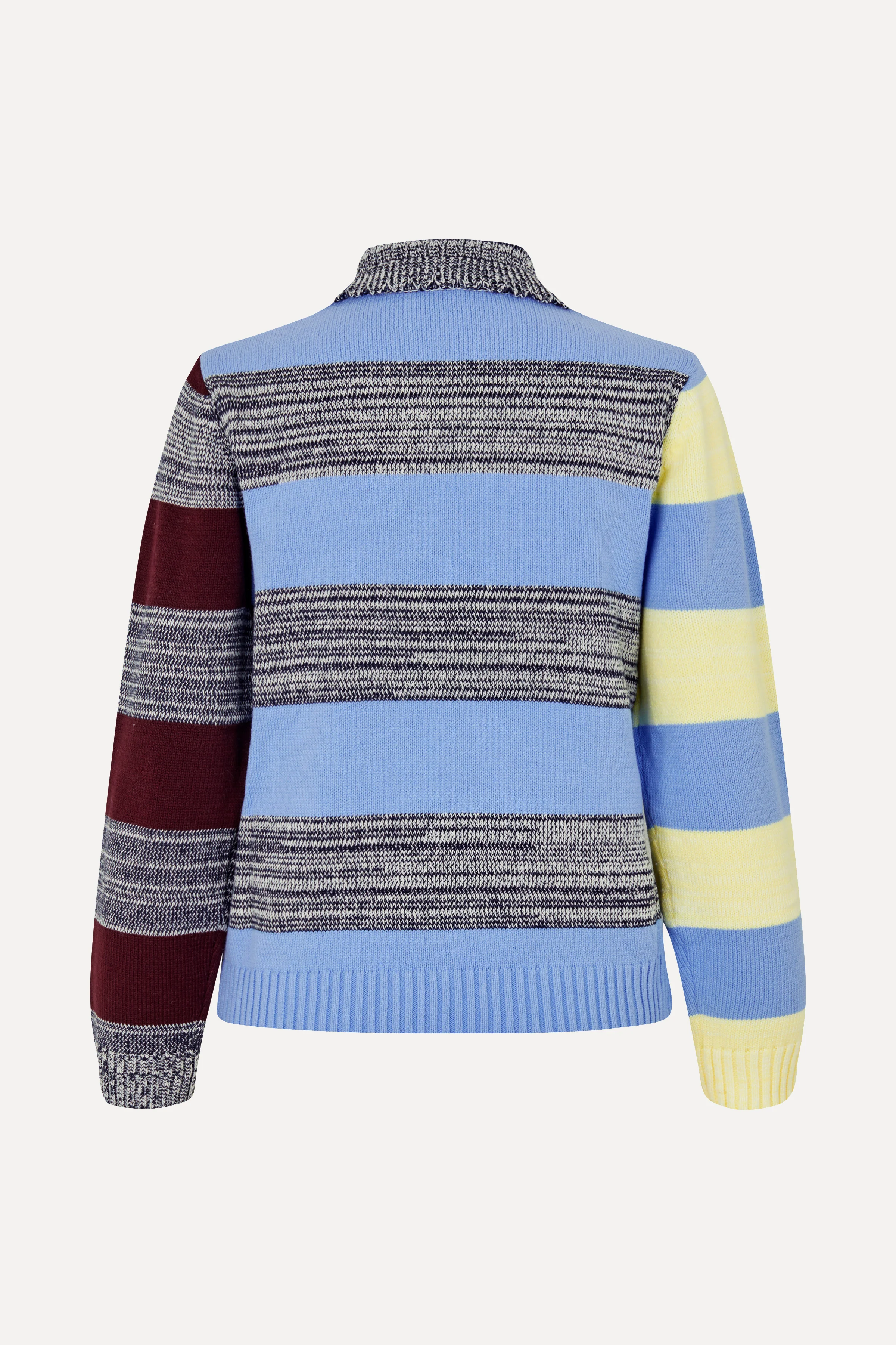Mix Stripe Polo Collar Sweater - Multistripes Blue Mix - Image 4