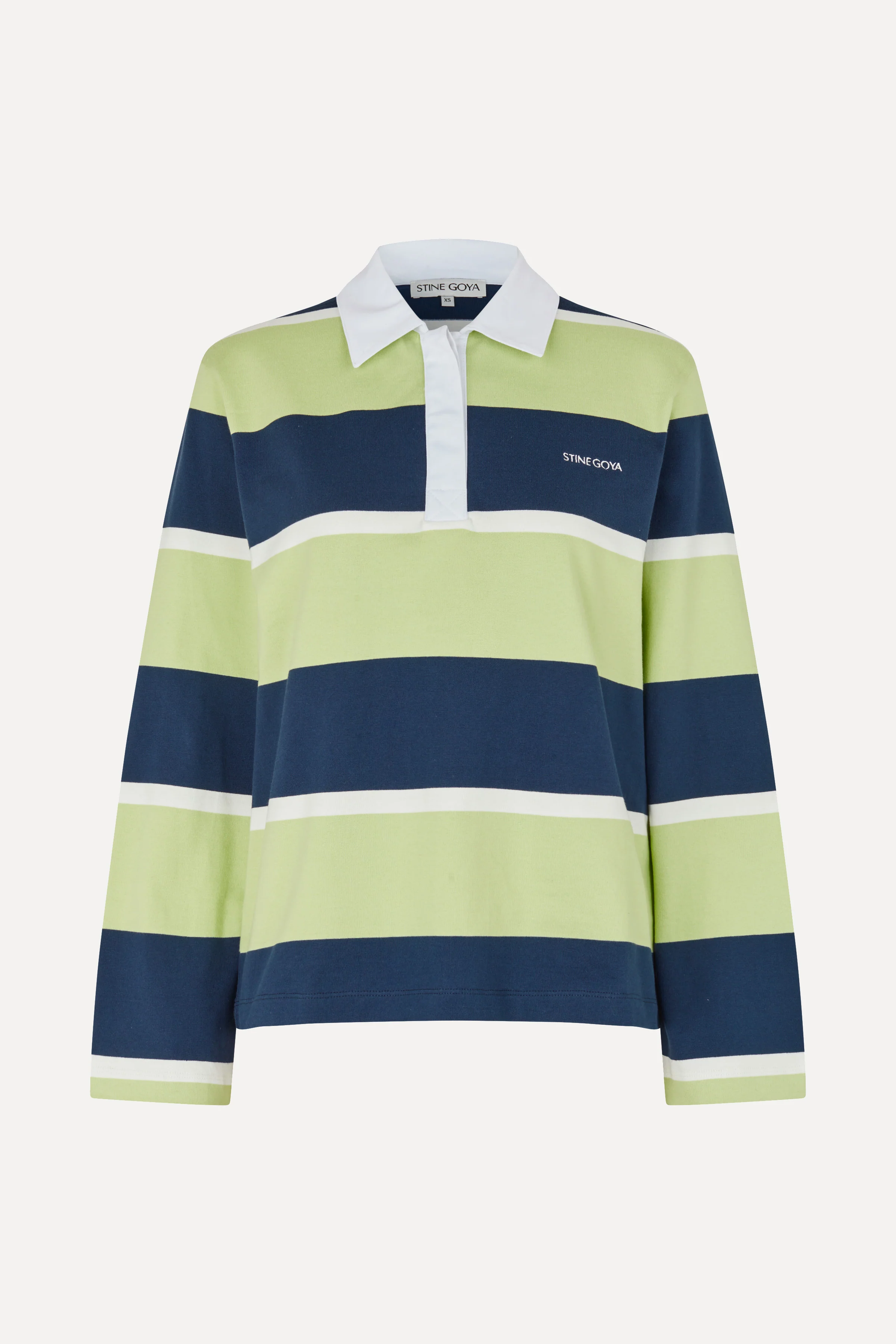 Polo Long Sleeve Top - Yellow and Navy Blue Stripes - Image 3